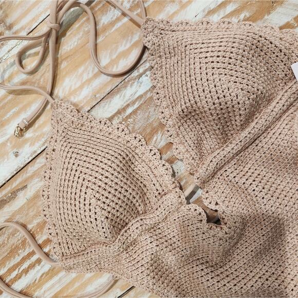 NWT Victoria’s Secret Crochet Monokini One Piece‎ Swimsuit Toasted Sugar XS - Picture 6 of 8